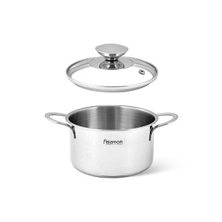 Mini cooking pot BAMBINO 14x7.5 cm / 1,1 LTR with glass lid (stainless steel)