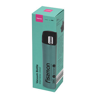 Double wall vacuum travel mug 450 ml Aquamarine color (stainless steel), art. 9880