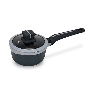 Sauce pan Luxuria 16x8 cm / 1.3 LTR with glass lid with induction bottom (aluminium with non-stick coating)