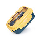 Lunch box with 3 compartments 21.5x15x8 cm / 1100 ml, yellow (plastic), art. 16740