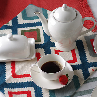 Tea Cup and saucer ALEKSA 250 ml color white (porcelain)