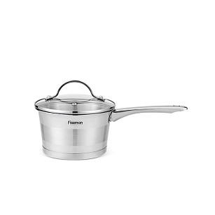 Sauce pan TIERNO 16x9.5 cm / 1,5 LTR with glass lid (stainless steel)
