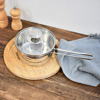 Saucepan BAMBINO 12x6.0 cm / 0,6 LTR with glass lid (stainless steel)