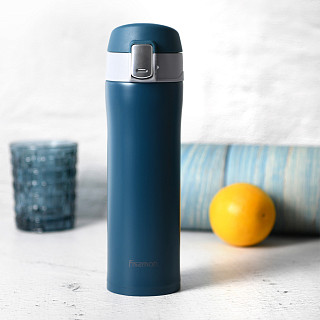 Double wall vacuum travel mug 450 ml Blue color (stainless steel), art. 9878