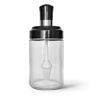 Oil bottle 250 ml with silicone brush (glass)