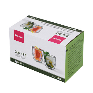 2 dvigubų sienelių stiklinių rinkinys 80 ml