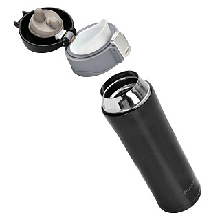 Double wall vacuum travel mug 450 ml Black color (stainless steel), art. 9625
