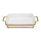 Serving dish 35x20.5х7.4 cm with metal stand (porcelain)