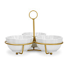 Set of 3 bowls 21x21x16.7 cm with metal stand (porcelain)