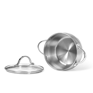 Stockpot MARTINEZ 18x10 cm / 2.5 LTR with glass lid (stainless steel)