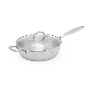 Deep frying pan AETERNUM 24х7 cm with glass lid (stainless steel)