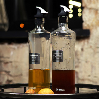 Buteliukų rinkinys aliejui ir actui 2x500 ml ant stovo (stiklas)