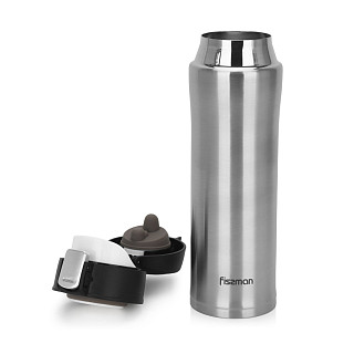 Double wall vacuum travel mug 450 ml, Black color (stainless steel)
