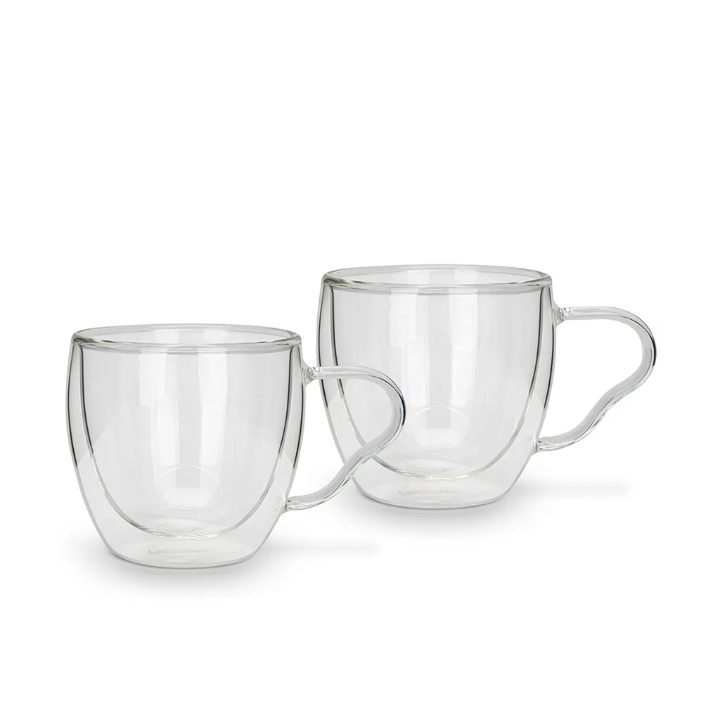 Buy set of 2 double wall cups 90ml borosilicate glass Online in Eu Fissman
