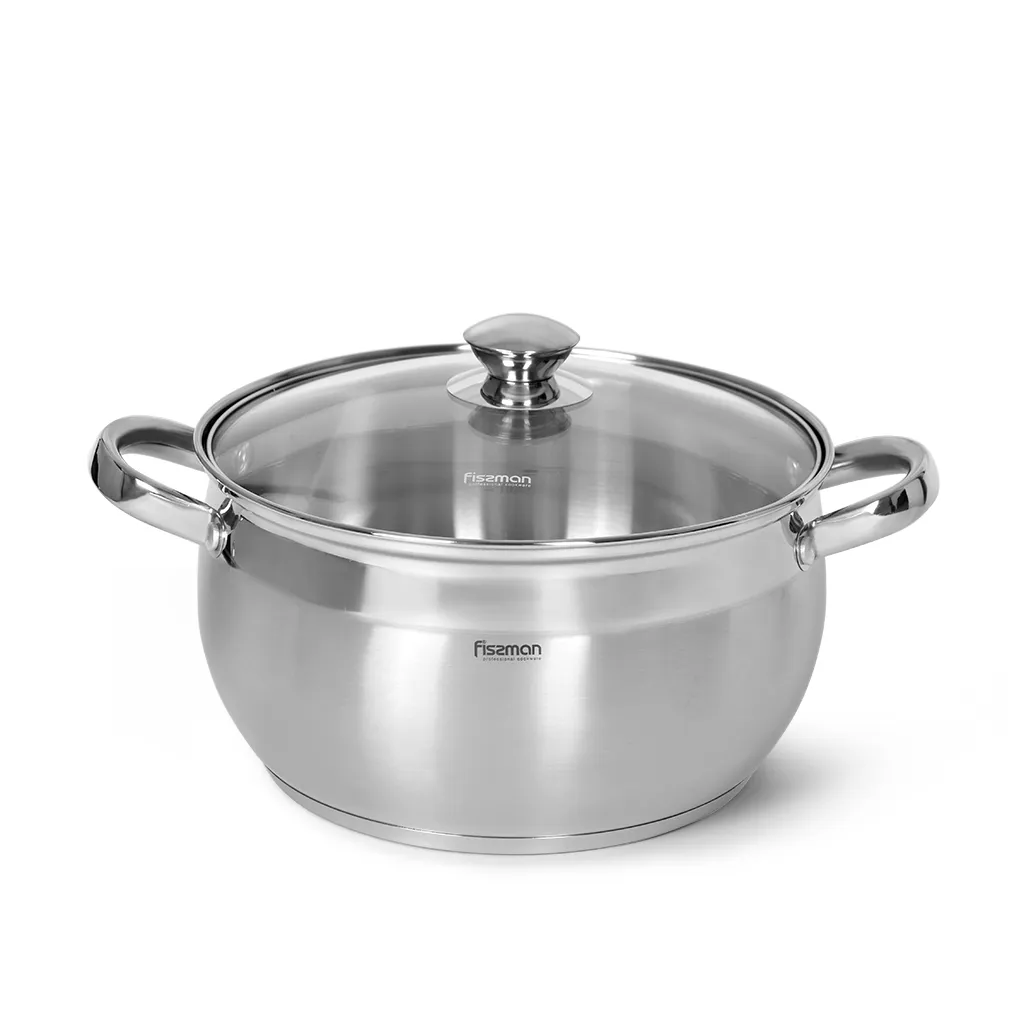 FISSMAN 304 Stainless Steel Cooking Sauce Pot With Glass Lid